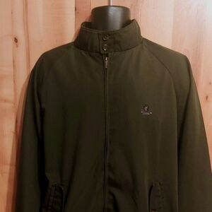 Izod Mens Large Plaid Lined Green Jacket Full Zip